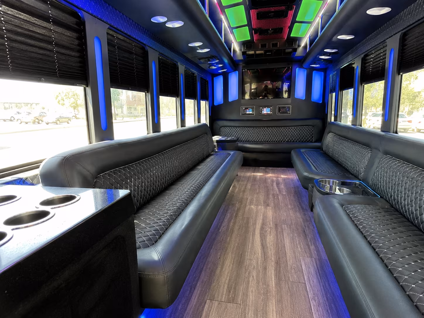 chapel hill 15 passenger party bus inside