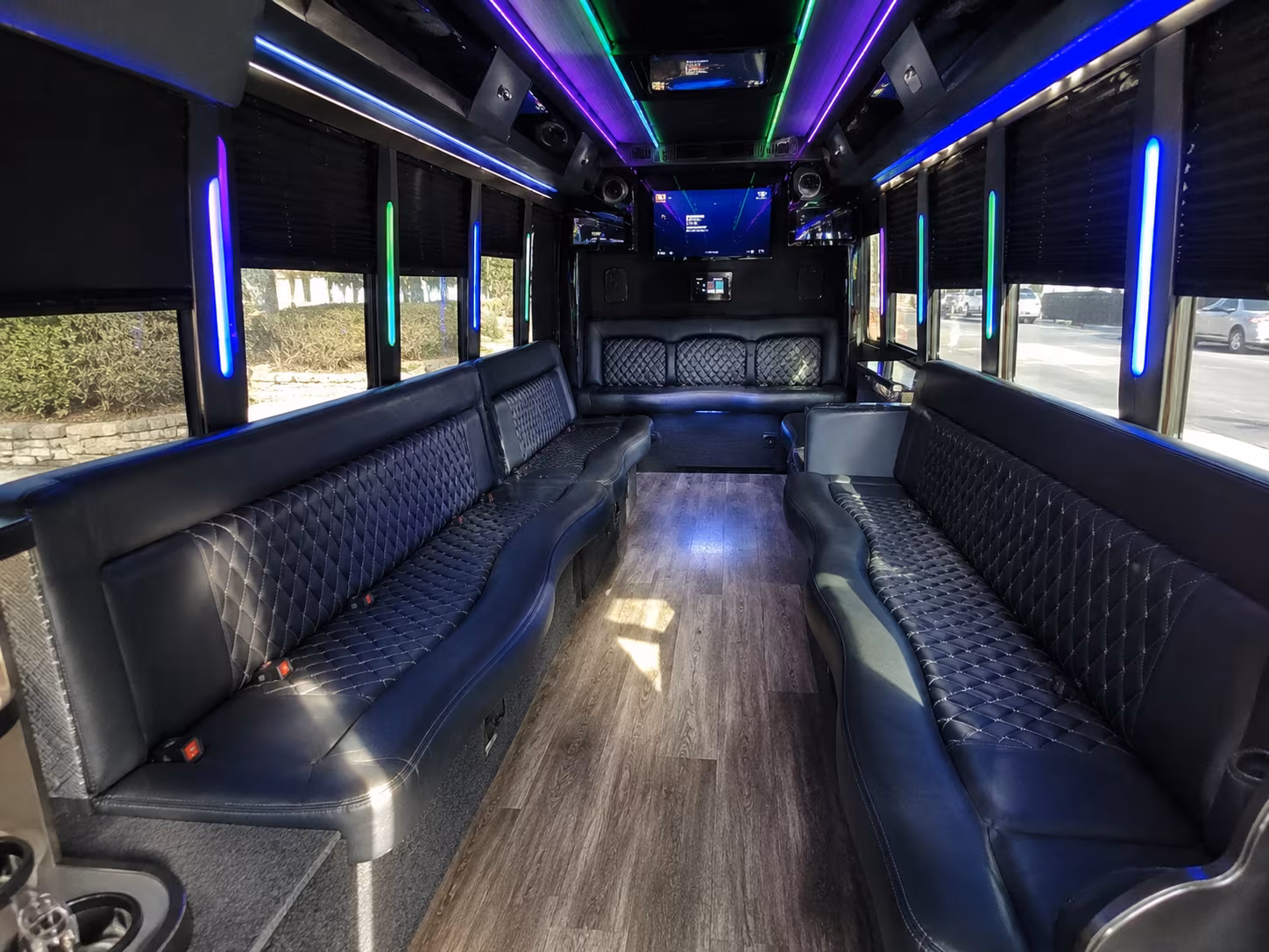 chapel hill 15 passenger party bus interior
