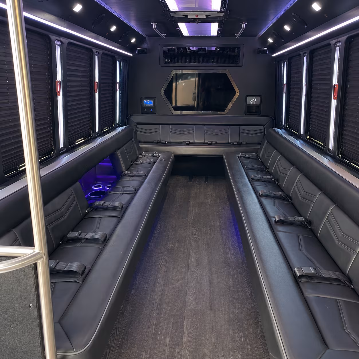 chapel hill 18 passenger party bus interior