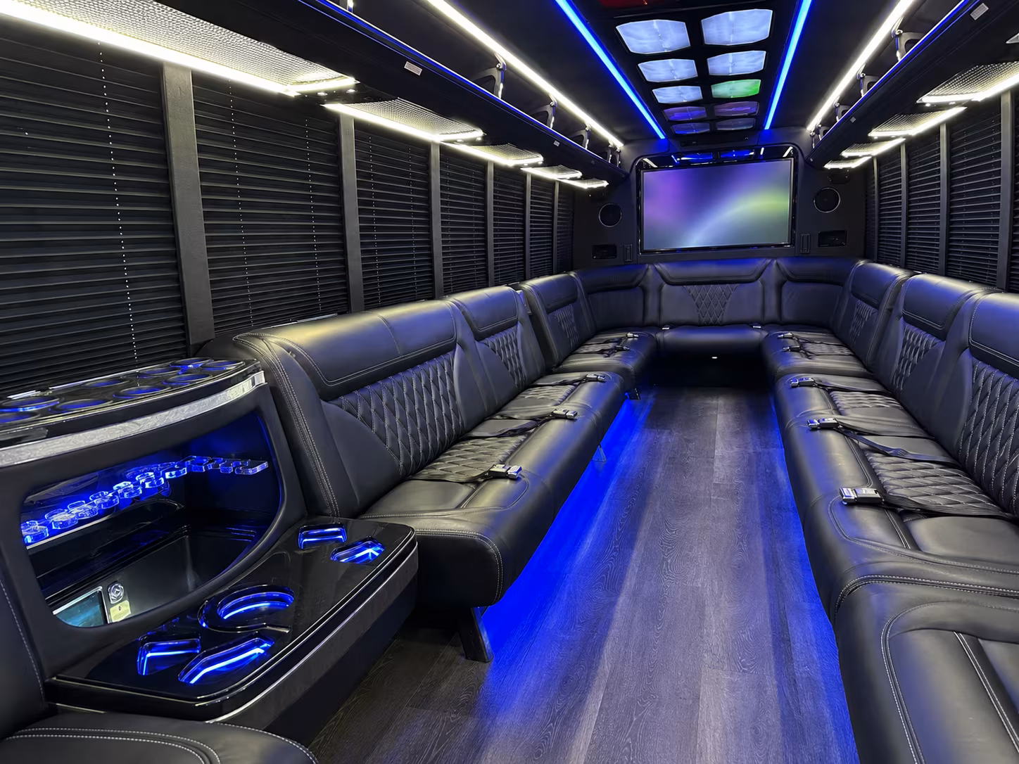 chapel hill 20 passenger party bus inside