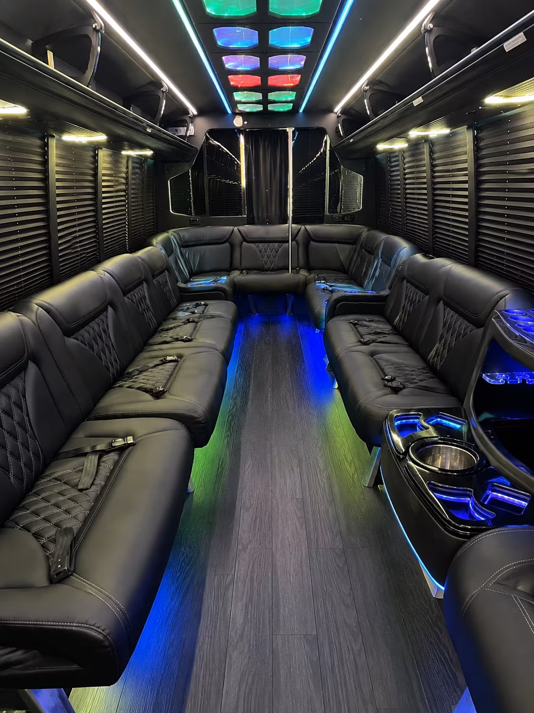 chapel hill 20 passenger party bus interior