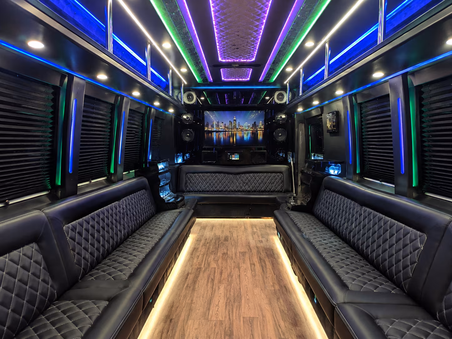 chapel hill 25 passenger party bus interior
