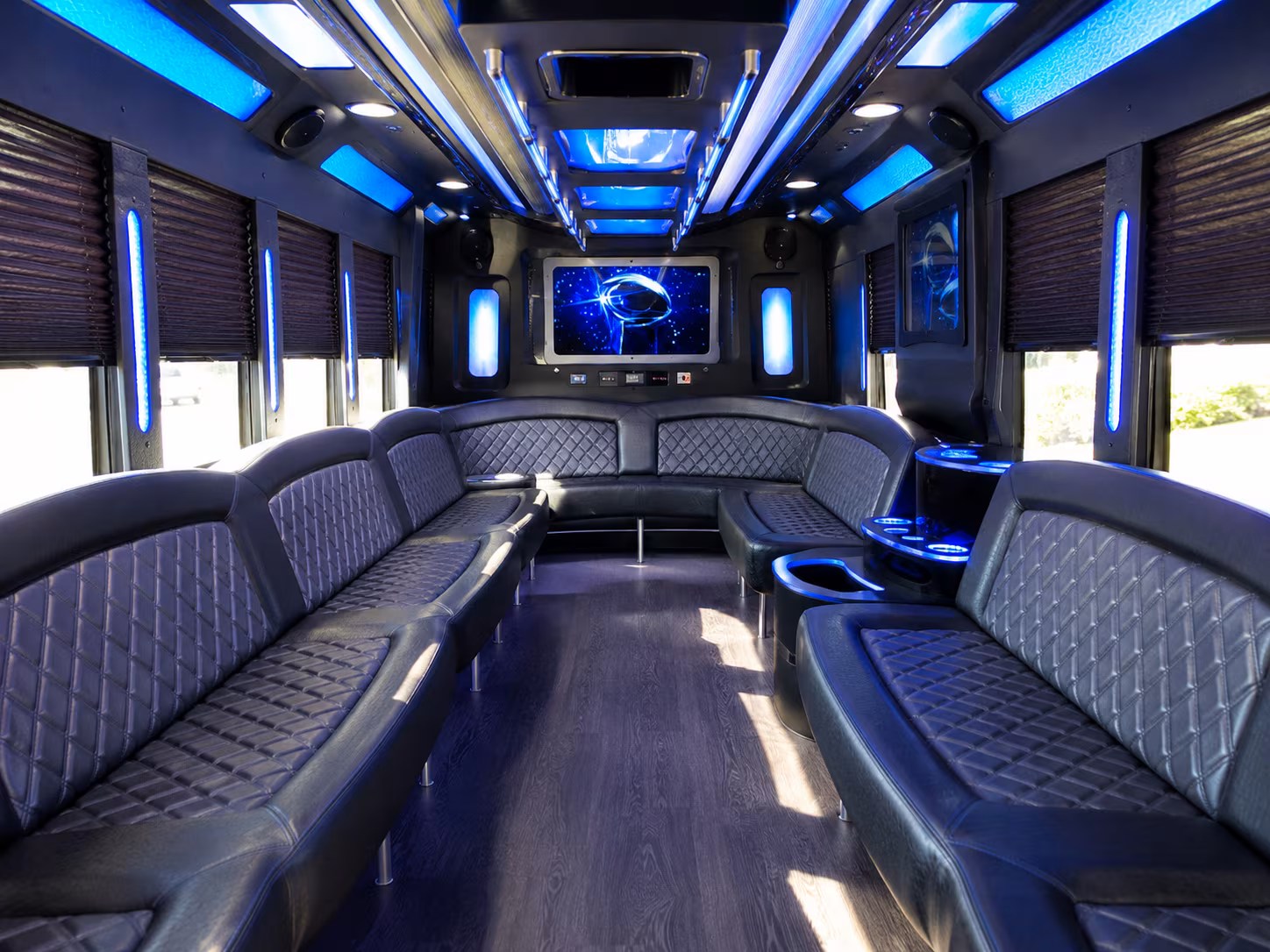 chapel hill 28 passenger party bus inside