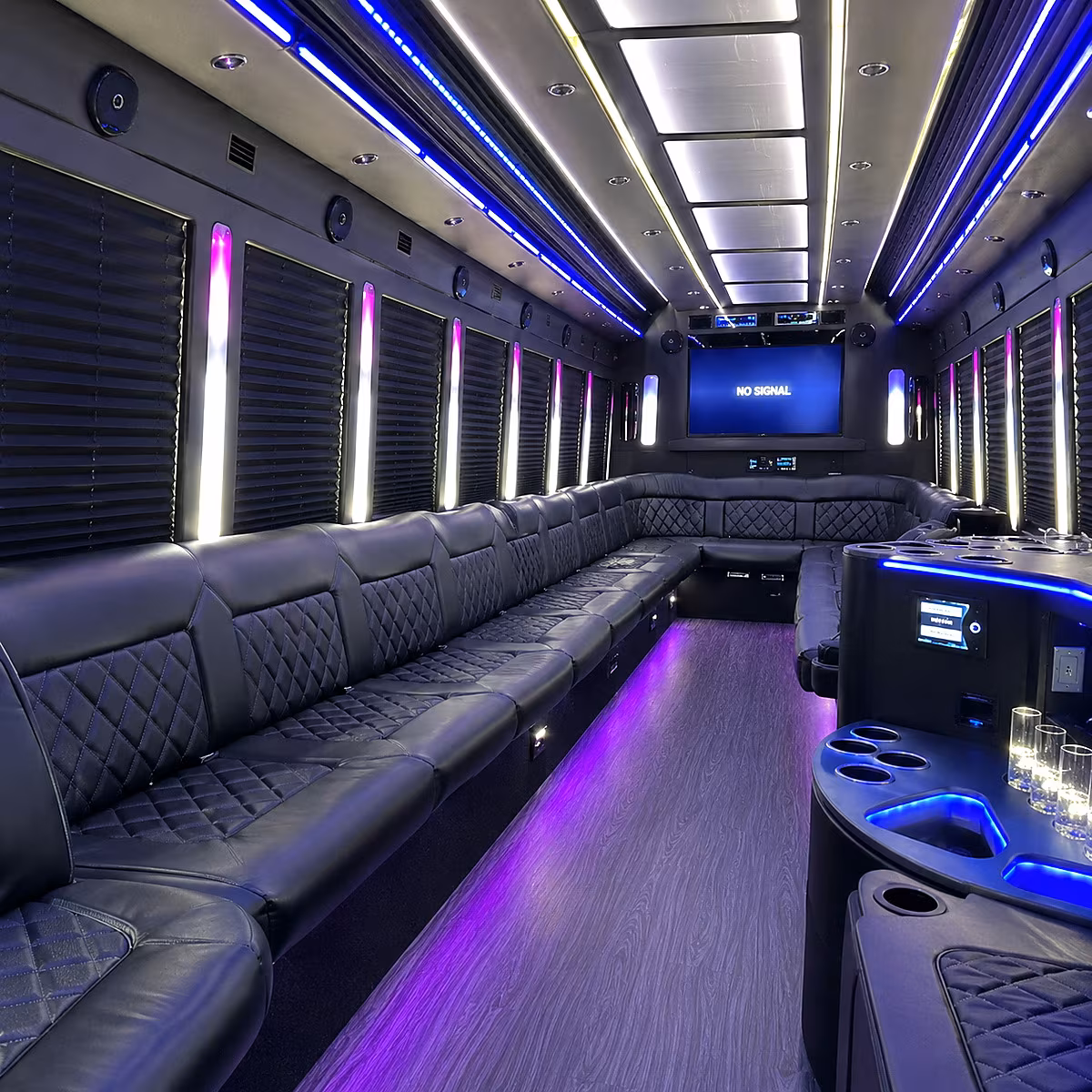 chapel hill 30 passenger party bus inside