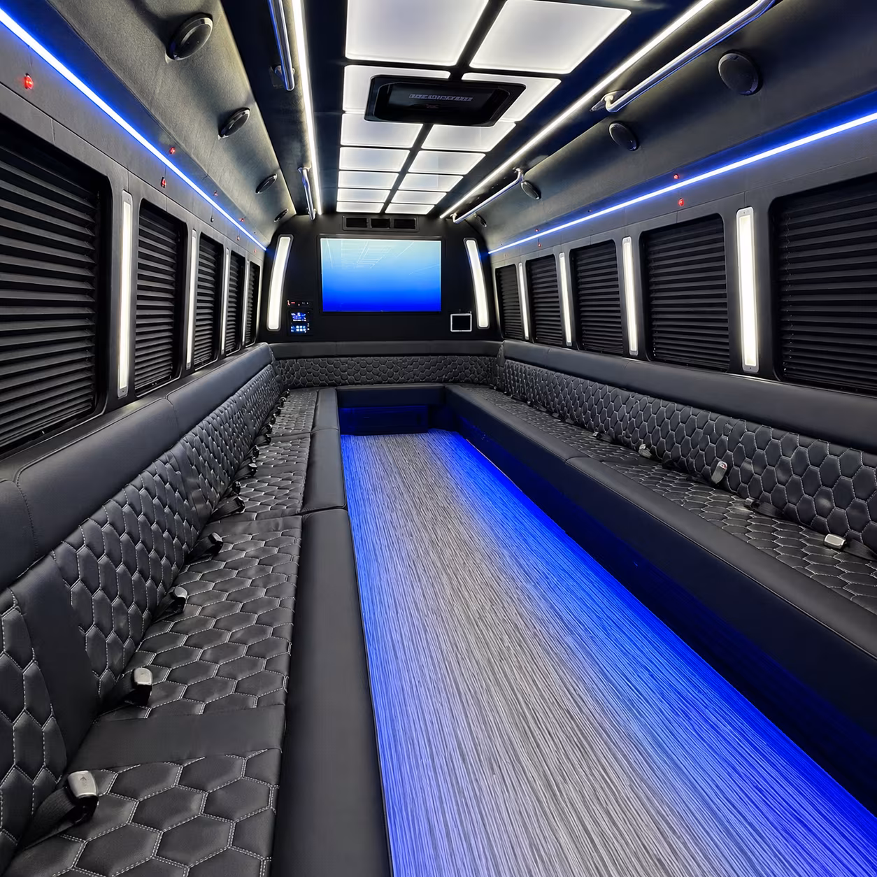 chapel hill 50 passenger party bus inside